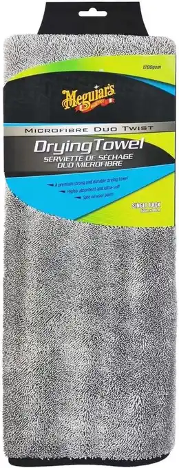 Bol.com Meguiar's Duo Twist Drying Towel - Droogdoek - 50x90cm - 87% Polyester/13%polyamide - Grijs aanbieding