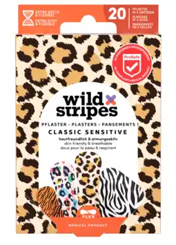 De Online Drogist Wild Stripes Pleister Classic Sensitive Animal 20ST aanbieding