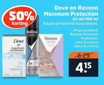 Etos Dove en rexona maximum protection 45ml aanbieding