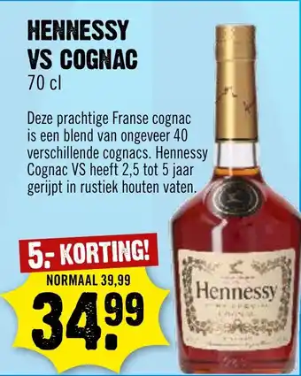 Dirck 3 HENNESSY VS COGNAC 70 cl aanbieding