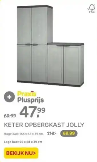 Praxis KETER OPBERGKAST JOLLY  Lage kast 95 x 68 x 39 cm aanbieding