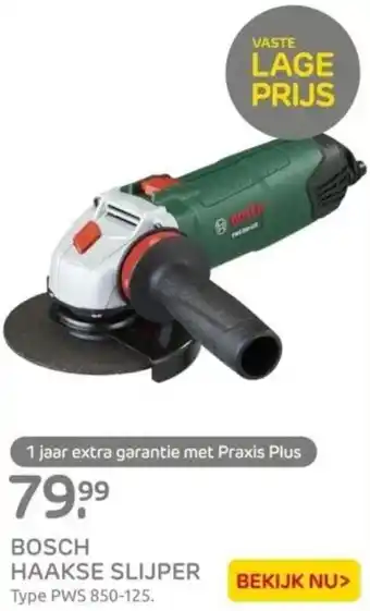 Praxis BOSCH HAAKSE SLIJPER Type PWS 850-125. aanbieding