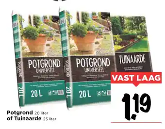 Vomar Voordeelmarkt Potgrond 20 liter of tuinaarde 25 liter aanbieding