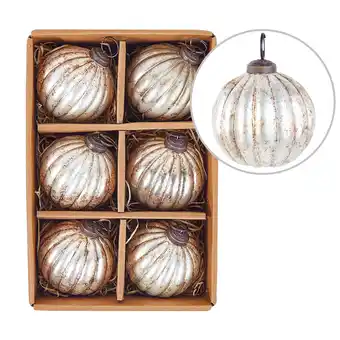 Beliani Kerstballen set van 6 glas zilver IVOIRE aanbieding