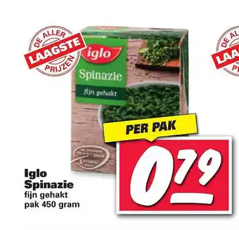 Nettorama Iglo spinazie fijn gehakt  450 gram aanbieding