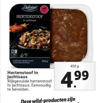 Lidl Delicieux Hertenstoof in jachtsaus 450 g aanbieding