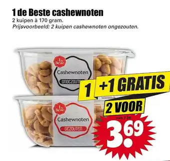 Dirk 1 De beste cashewnoten 170 gram aanbieding