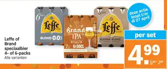 Albert Heijn Leffe of brand speciaalbier 4- of 6-packs aanbieding