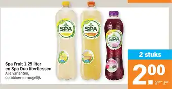 Albert Heijn Spa Fruit 1.25 liter en spa duo literflessen aanbieding