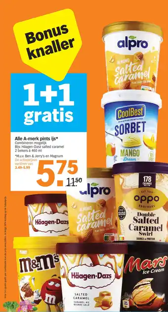 Albert Heijn Alle A-merk pints ijs aanbieding