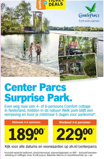 Albert Heijn Center parcs surprise park aanbieding