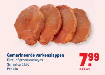 Makro Gemarineerde varkenslappen 1kilo aanbieding