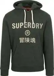 Suitable Superdry Hoodie Logo Donkergroen aanbieding