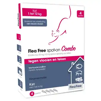 Pets Place Flea Free Spot-On Combo Kat - Anti vlooien en tekenmiddel - 4 pip 1 Tot 12 Kg aanbieding