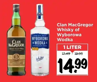 Vomar Voordeelmarkt Clan MacGregor whisky of Wyborowa Wodka 1L aanbieding