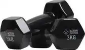 Bol.com Active Panther Dumbbell set 2 X 3 KG - 6 kg totaal - Vinyl - Zwart aanbieding