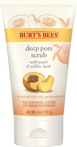 Amazon Burts Bees Gezichtscrub Peach & Willowbark, 110 g aanbieding