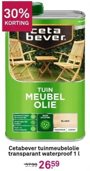 Karwei Cetabever tuinmeubelolie transparant waterproof 1L aanbieding