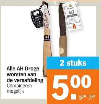 Albert Heijn Alle AH droge worsten van de versafdeling aanbieding