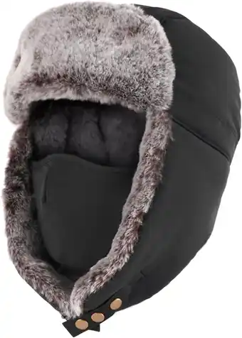 Amazon Unigear Wintermuts met oorkleppen, uniseks, warme sneeuwdichte pilotenmuts, kunstbontmuts met winddicht, afneembaar gezichtsm aanbieding