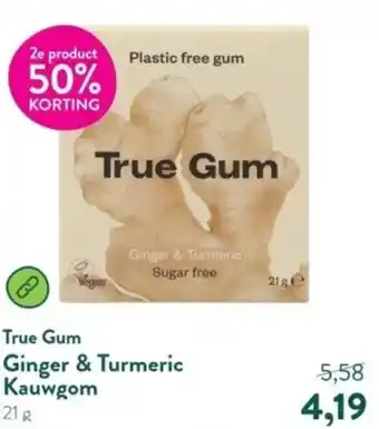 Holland & Barrett True gum ginger & turmeric kauwgom 21g aanbieding