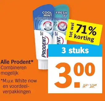 Albert Heijn Prodent tandpasta 3*75ml aanbieding