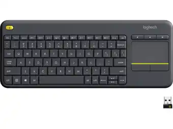MediaMarkt Logitech K400 Plus Wireless Touch Keyboard Zwart aanbieding