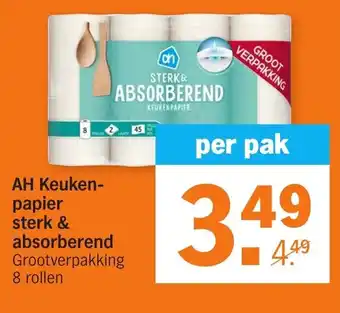 Albert Heijn AH Keukenpapier sterk & absorberend 8 rollen aanbieding