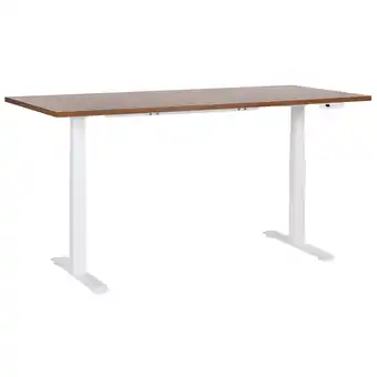 Beliani Bureau elektrisch verstelbaar donkerhout/wit 180 x 72 cm DESTIN III aanbieding