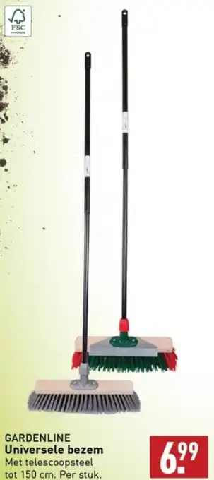 ALDI GARDENLINE Universele bezem Met telescoopsteel tot 150 cm aanbieding