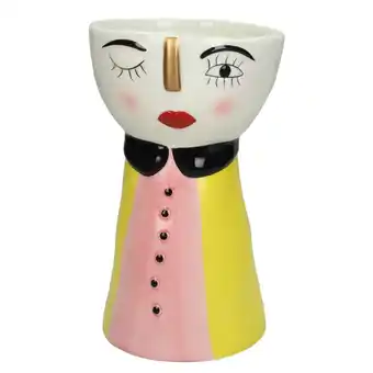 fonQ SVJ Home Decorations Doll Vaas - 14 x 14 x 25 cm - Aardewerk - Geel aanbieding