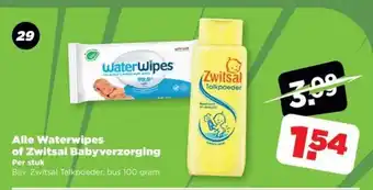 PLUS Alle Waterwipes of Zwitsal babyverzorging 100 gram aanbieding