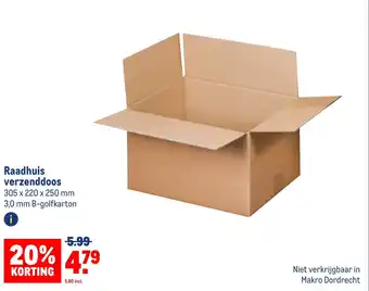 Makro Raadhuis verzenddoos 305 x 220 x 250 mm 3,0 mm B-golfkarton aanbieding