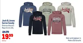 Makro Jack & Jones heren hoody maat S t/m 2XL aanbieding