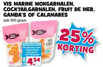 Boon`s Markt Vis marine wokgarnalen, cocktailgarnalen, fruit de mer, gamba's of calamares aanbieding