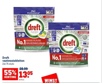 Makro Dreft vaatwastabletten zak 75 stuks aanbieding