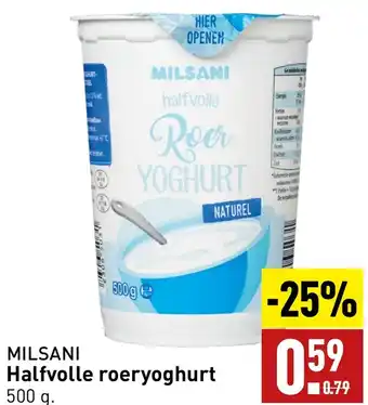 ALDI MILSANI Halfvolle roeryoghurt 500 g. aanbieding