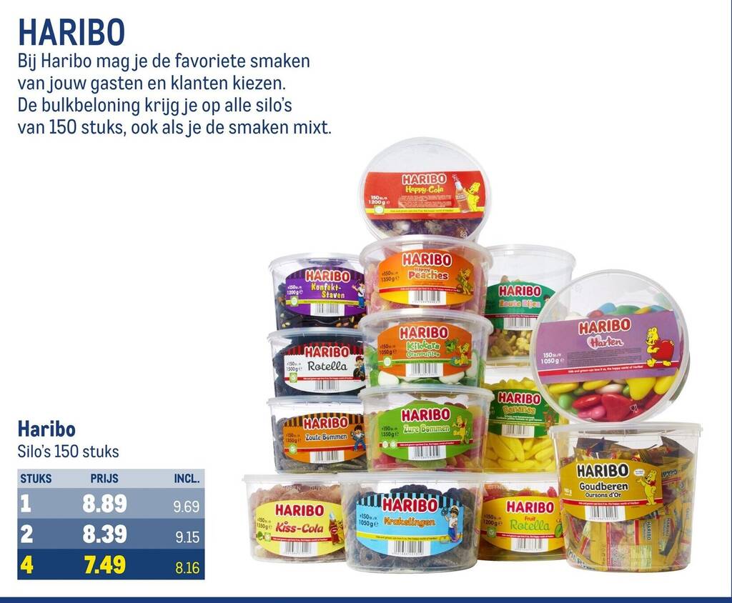 Haribo Normal Haribo Silo's 150 stuks aanbieding bij Makro