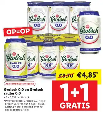 Lidl Grolsch 0.0 en grolsch radler 0.0 aanbieding