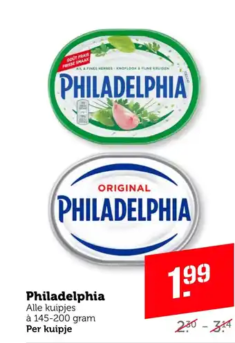 Coop Philadelphia alle kuipjes à 145-200 gram aanbieding