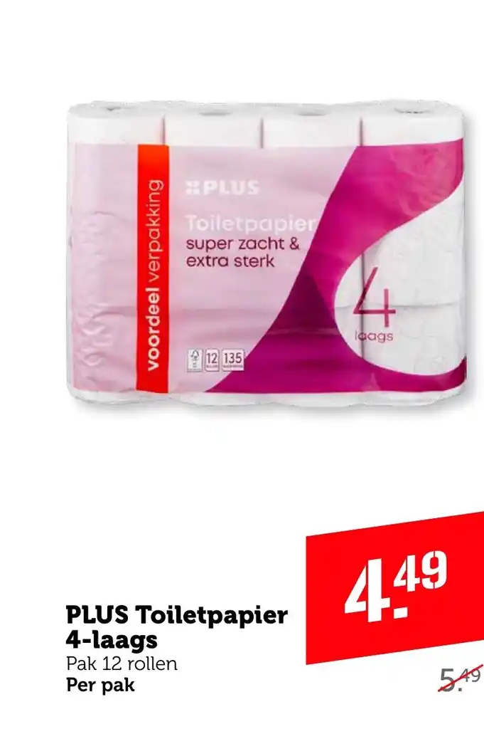 Toiletpapier 4laags pak 12 rollen aanbieding bij Coop