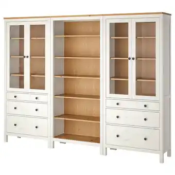 IKEA Hemnes Opbergcombi met deuren/lades, wit gebeitst/lichtbruin, 270x197 cm aanbieding