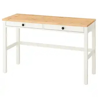 IKEA Hemnes Bureau met 2 lades, wit gebeitst/lichtbruin, 120x47 cm aanbieding