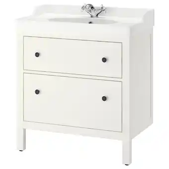 IKEA Hemnes / rutsjÖn Wastafelkast m lades/wastafel/kraan, wit, 82x49x95 cm aanbieding