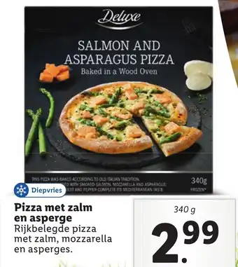 Lidl Pizza met zalm en asperge 340 g aanbieding