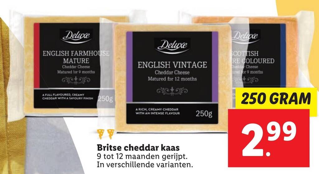 Britse cheddar kaas 250 gram aanbieding bij Lidl