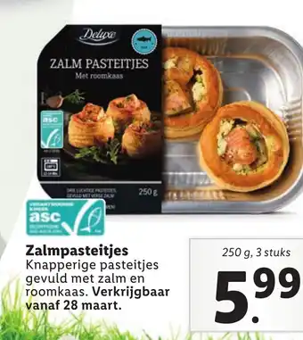 Lidl Zalmpasteitjes 250 g, 3 stuks aanbieding