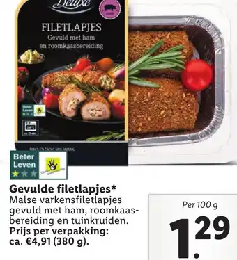 Lidl Gevulde filetlapjes per 100 g aanbieding