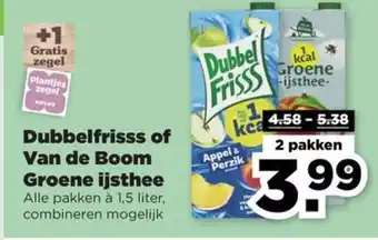 PLUS Dubbelfrisss of Van de Boom Groene ijsthee 2 pakken aanbieding