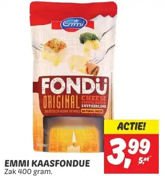 Dekamarkt EMMI KAASFONDUE zak 400 gram. aanbieding